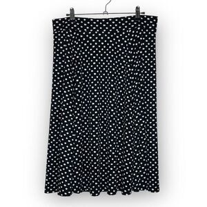 Lands’ End Black White Animal Print Dot A-Line Knee Length Skirt Women’s Size M